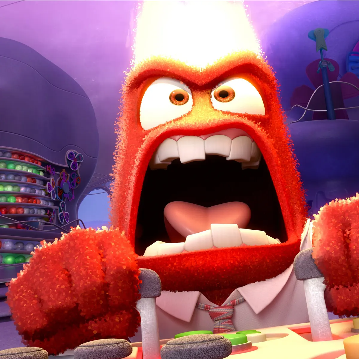 The character 'Anger' from the movie 'Inside Out'